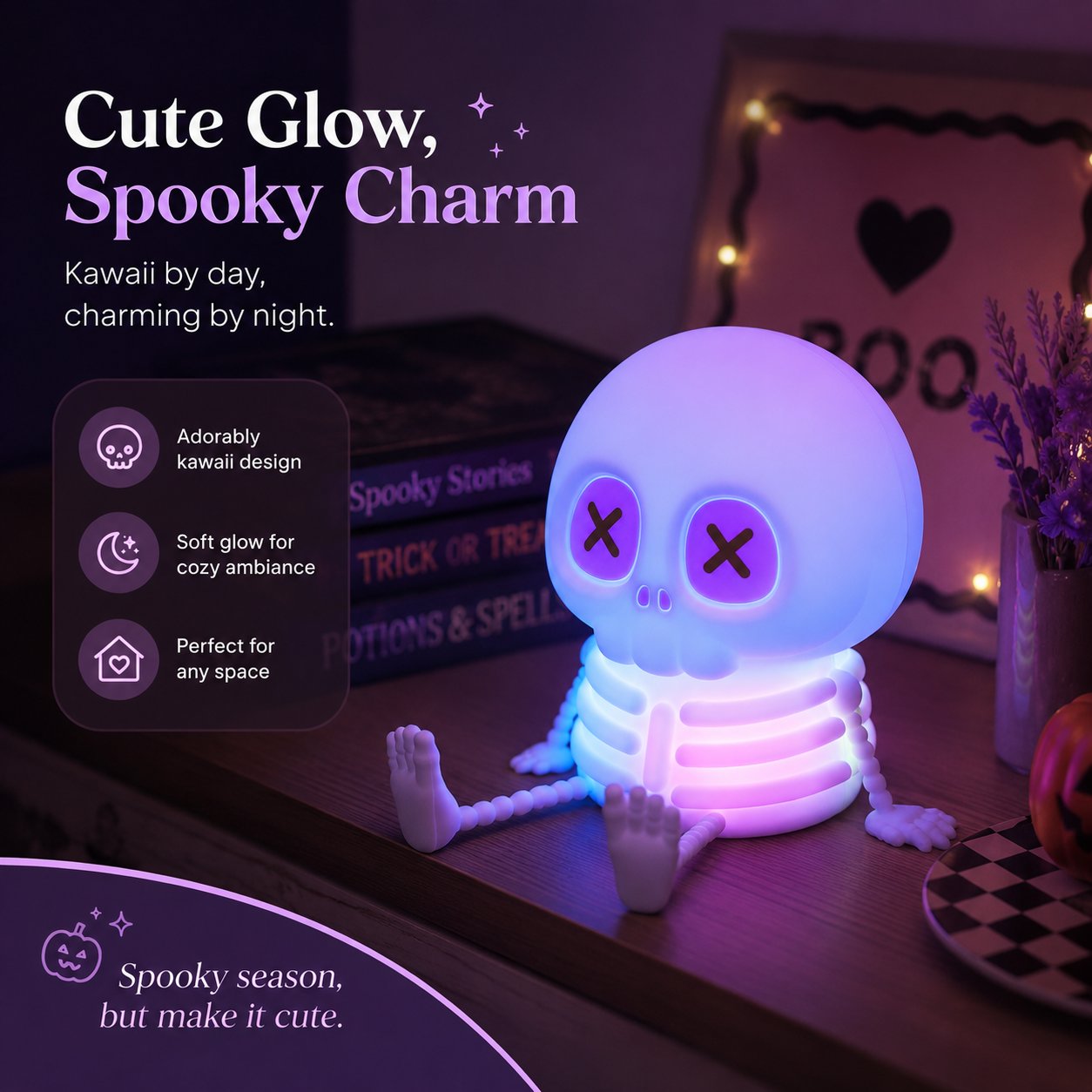 💀Last Day 50% OFF🔥Charming Silicone Skeleton Color Changing Bedside Night Light🔥