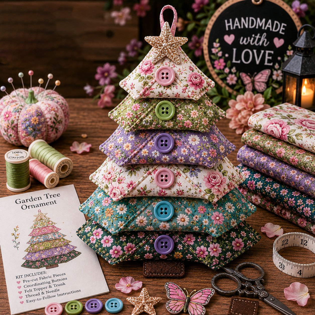 Layered Fabric Tree Ornament DIY Sewing Kit
