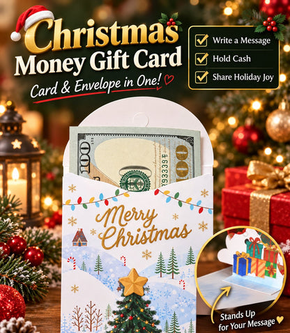 🎁3D Christmas Money Gift Card, Pop Up Holiday Card with Cash Envelope, Creative Christmas Greeting Card for Kids, Family & Loved Ones💵