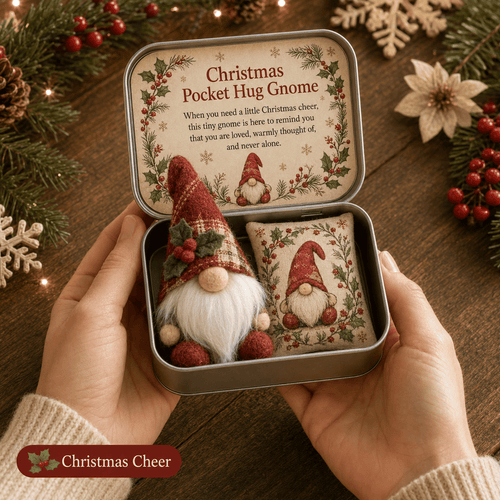 🔥 LAST DAY 49% OFF – 💌 Pocket Hug Gnome Comfort Gift Tin | Mini Plush Keepsake with Heartfelt Message, Matching Cushion & Protective Metal Case 🧸✨