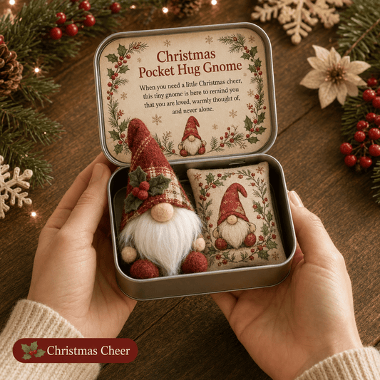 🔥 LAST DAY 49% OFF – 💌 Pocket Hug Gnome Comfort Gift Tin | Mini Plush Keepsake with Heartfelt Message, Matching Cushion & Protective Metal Case 🧸✨