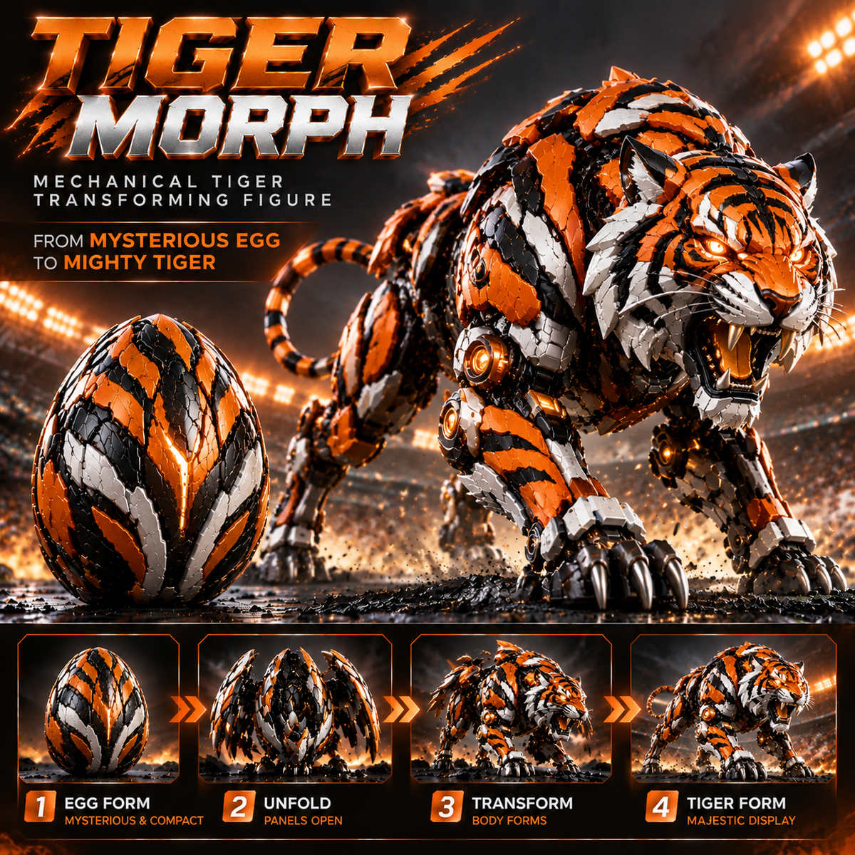 🐯TigerMorph – Egg to Tiger Transforming Mechanical Figure