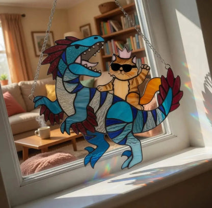 🔥Last Day 57% OFF – 🐉🐱 Princess Donut & Mongo Stained Glass Suncatcher | Dungeon Crawler Carl Window Hanging ✨