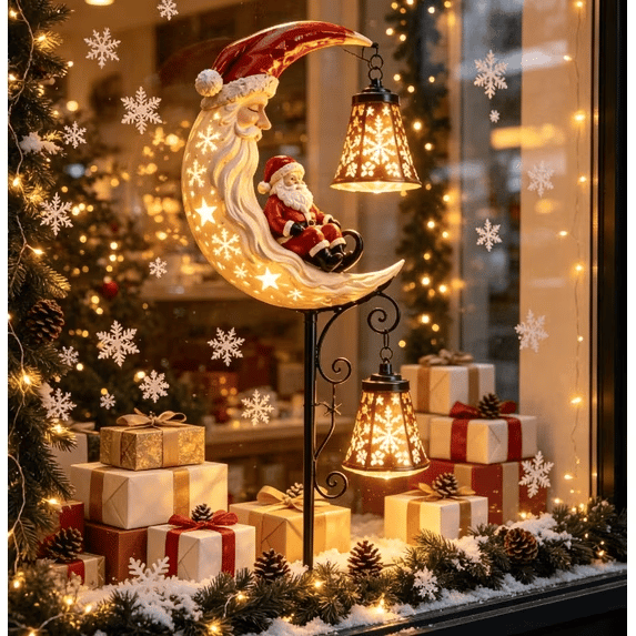 Santa’s Moonlight Lantern Solar Garden Stake