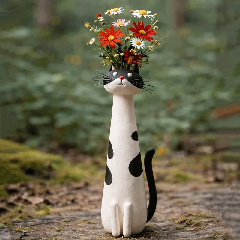 🔥 😻Handcrafted Quirky Ceramic Cat Vase