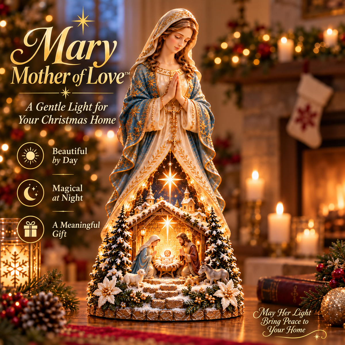 🙏✨ Last Day 49% OFF✨ Mary & Jesus Light of Faith Collection™ – Lighted Nativity Christmas Decor