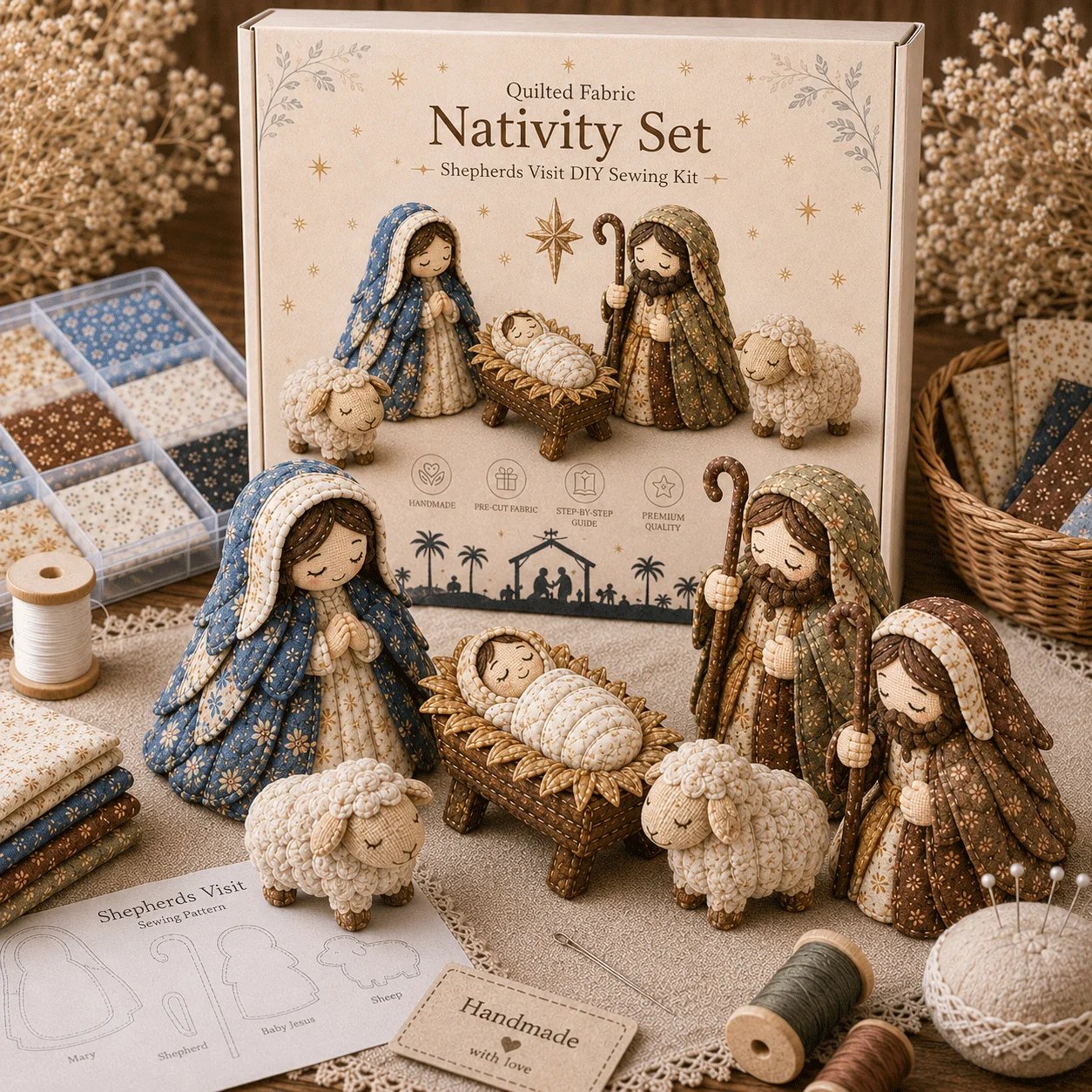 🔥LAST DAY 50% OFF -✨ DIY Patchwork Nativity Scene Sewing Kit (Beginner-Friendly)