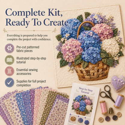 🔥LAST DAY 50% OFF - 🌸Floral Basket Patchwork DIY Kit | 3D Layered Fabric Flower Art Craft for Home Decor & Gifts