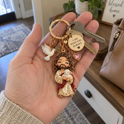 🔥LAST DAY 50% OFF-Emotional Support Jesus Keychain | Always With You Gift Set with Message Card