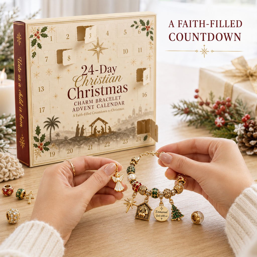 🔥LAST DAY 50% OFF - 24-Day Christian Christmas Charm Bracelet Advent Calendar