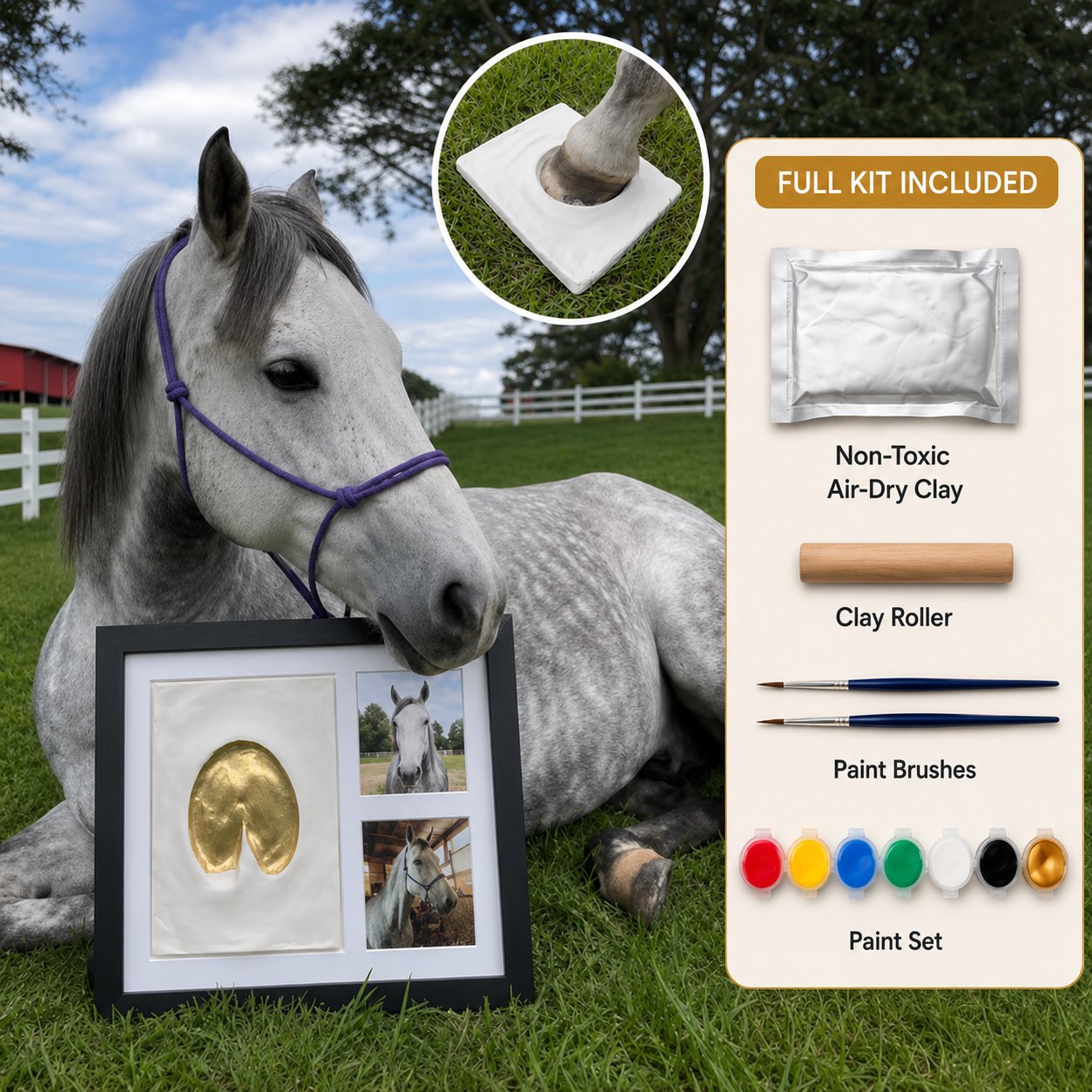 🐴Horse Hoofprint Keepsake Clay Kit💛Their actual hoofprint — made by your own hands.🖼️