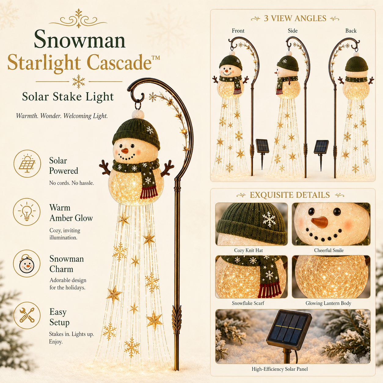 ☃️ Snowman Starlight Cascade™ Solar Christmas Yard Light