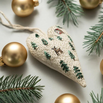 💖DIY Heart Shaped Hand Embroidered Christmas Finished product/DIY material kit
