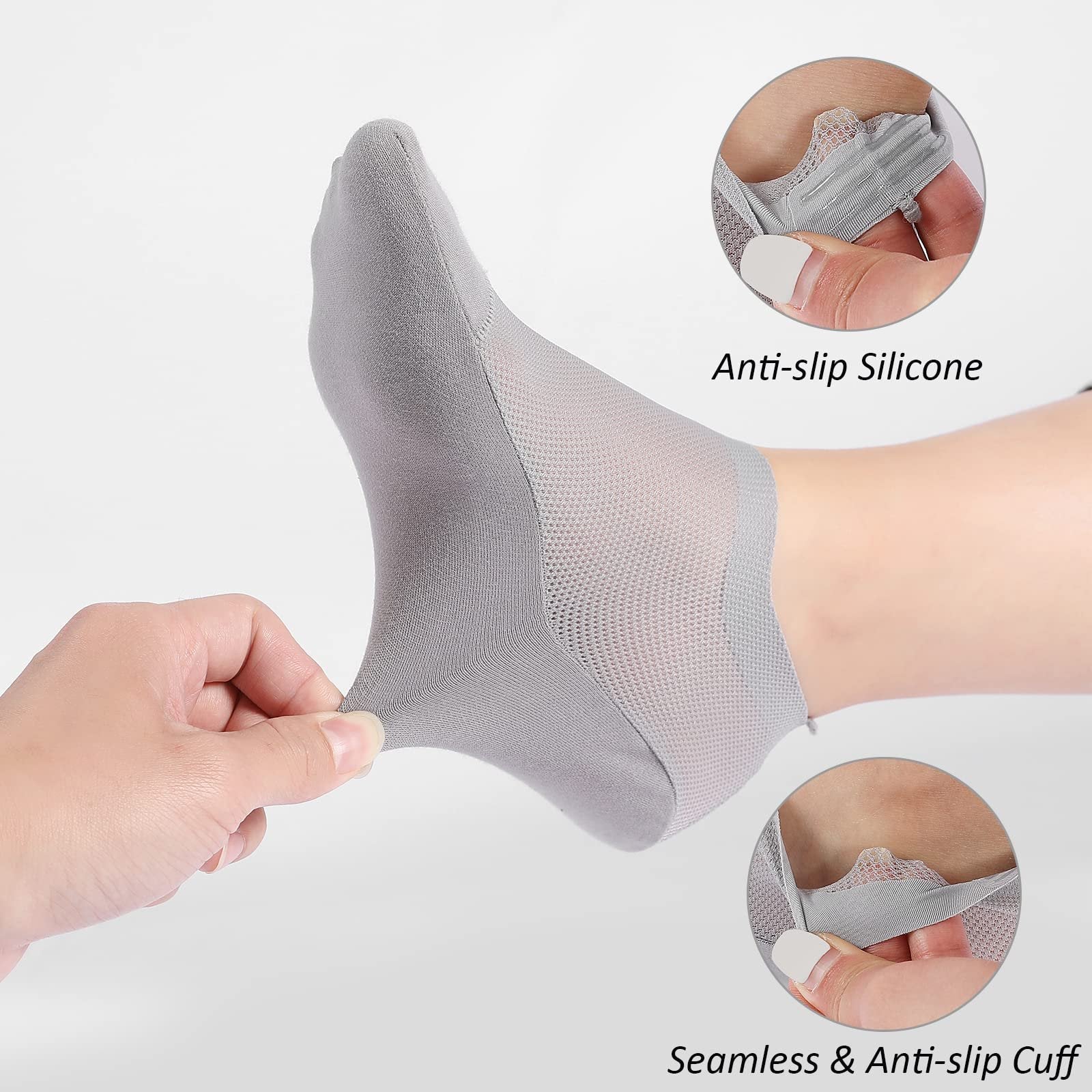 🔥HOT SALE🔥🔥 3-Pair Invisible Grip Socks Pack 🧦 – Breathable Low-Cut Anti-Slip Sweat-Absorbing Design