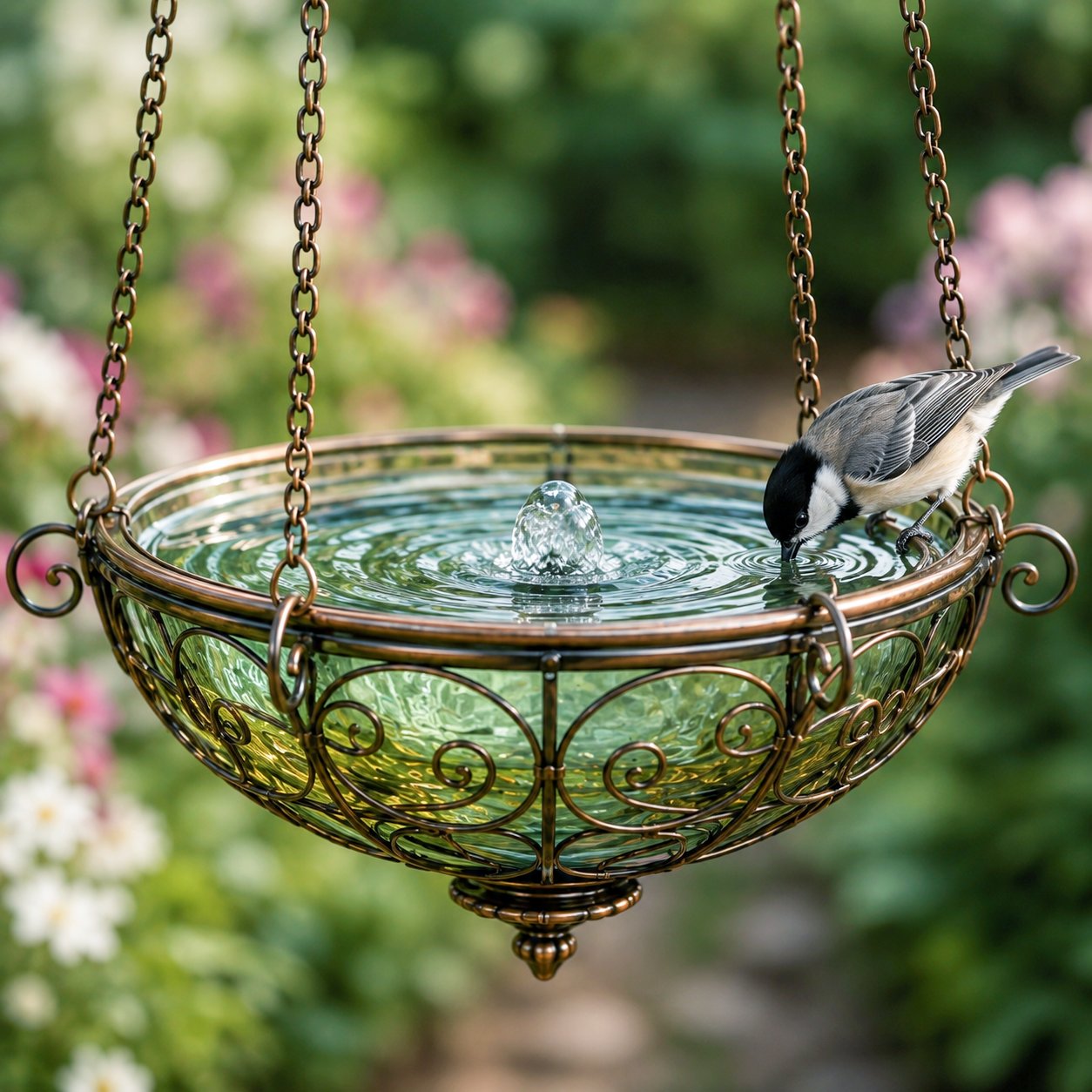 🌈 Stained Glass Hot Air Balloon Bird Feeder Fountain🐦