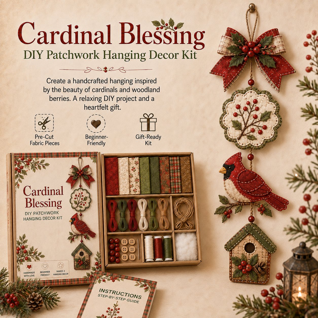 🔥Last Day BUY 3 GET 1 FREE✨ DIY Patchwork Hanging Decor Kit | A Heartfelt Handmade Decoration Full of Love & Memories