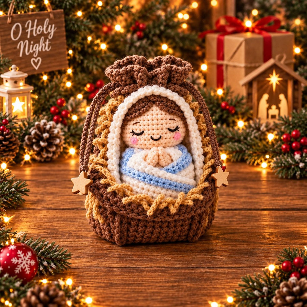 🎄 Christmas Crochet Character Gift Pouch | Reusable Drawstring Gift Bag — 12 Festive Designs