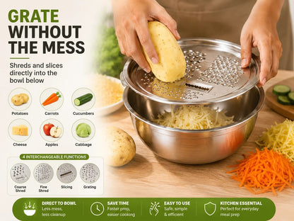 🔥Hot Sale 50% OFF 🎁3-in-1 Stainless Steel Grater Bowl & Colander Set