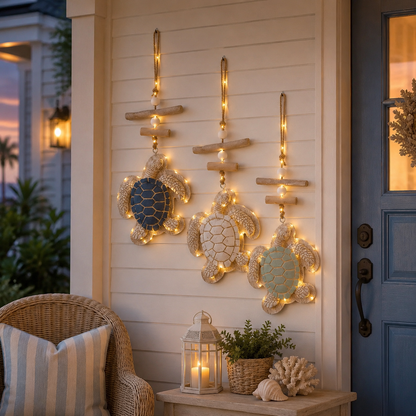 Lighted Coastal Sea Turtle Wall Decor with Remote