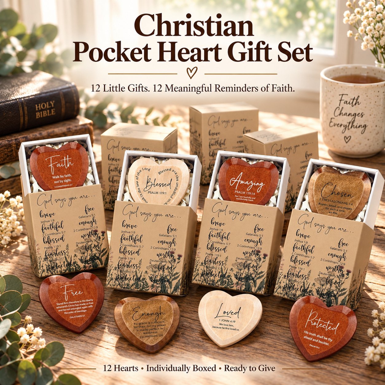 🔥LAST DAY 50% OFF - ✝️❤️Christian Pocket Heart Gift Set (Set of 12)