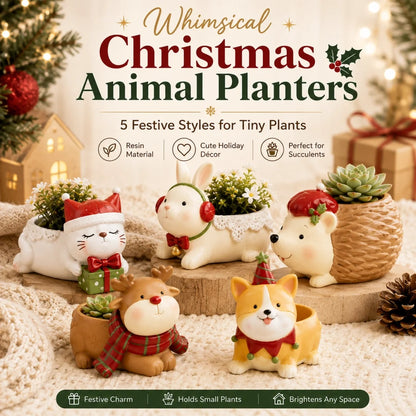 🌿Whimsical Christmas Animal Succulent Planters 🎁