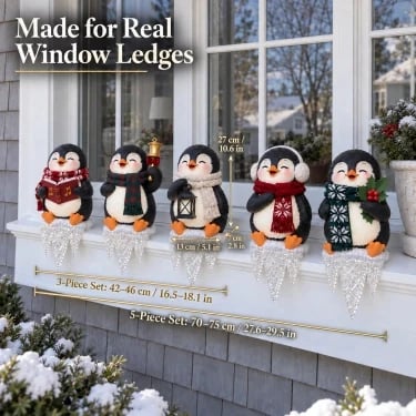 🎄Lighted Penguin Icicle Window Ledge Set
