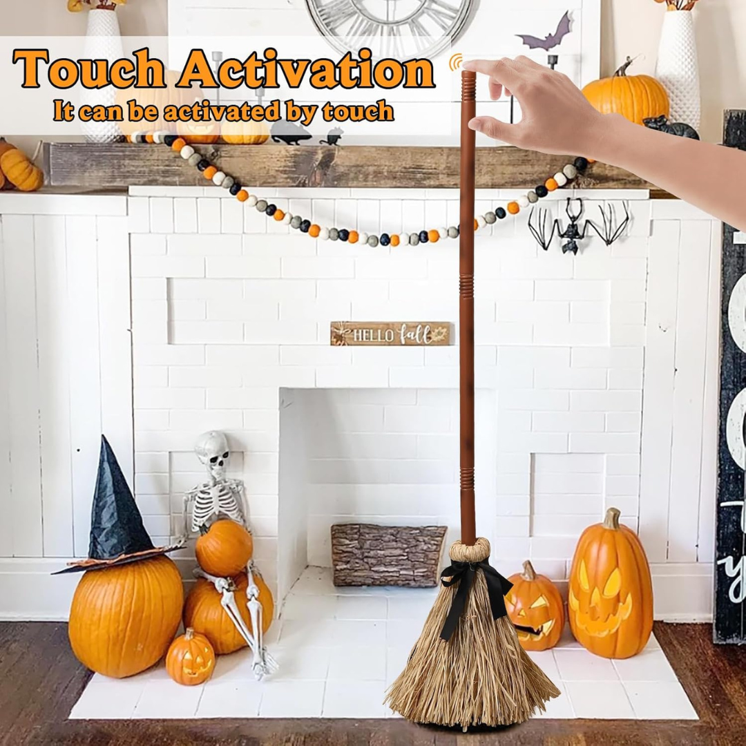 Tall Animated Floating Witch's Broom