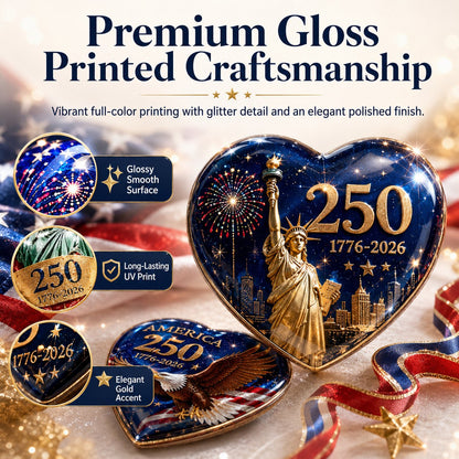 🇺🇸 America 250th Anniversary Commemorative Heart Ornament Collection | 12-Piece Patriotic Keepsake Set