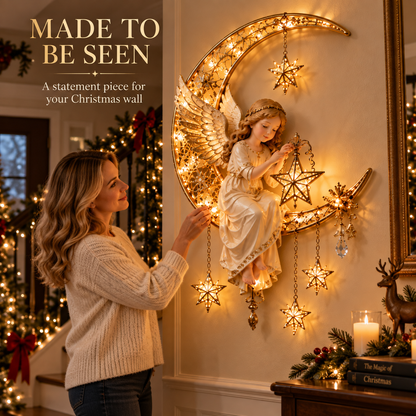 🔥Heavenly Angel Crescent Moon Glow™ - Lighted Christmas Wall Decor
