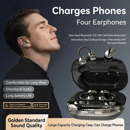 🔥 6-Earbud 3-in-1 Wireless Headphones & Emergency Phone Charger