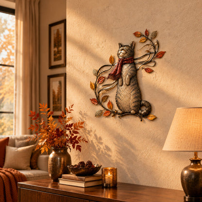 🐱Autumn Cat Metal Wall Decor – Swinging & Standing Cat Designs🍂🐈
