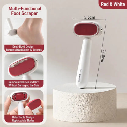 Dual‑Sided Foot Callus Remover, Replaceable Stainless Steel Blade Foot Scraper, Portable Manual Dead Skin Corn Remover, Safe Heels Exfoliator Pedicure Tool for Thick Hard Cracked Skin