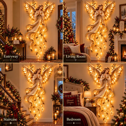 ✨Last Day 49% OFF👼Guardian Angel Starfall Cascade™ – Lighted Faith & Blessing Christmas Wall Decor✨