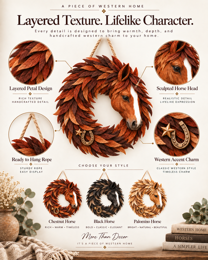 🐴🤎Rustic Horse Head Wreath – Western Farmhouse Wall & Door Decor🎁