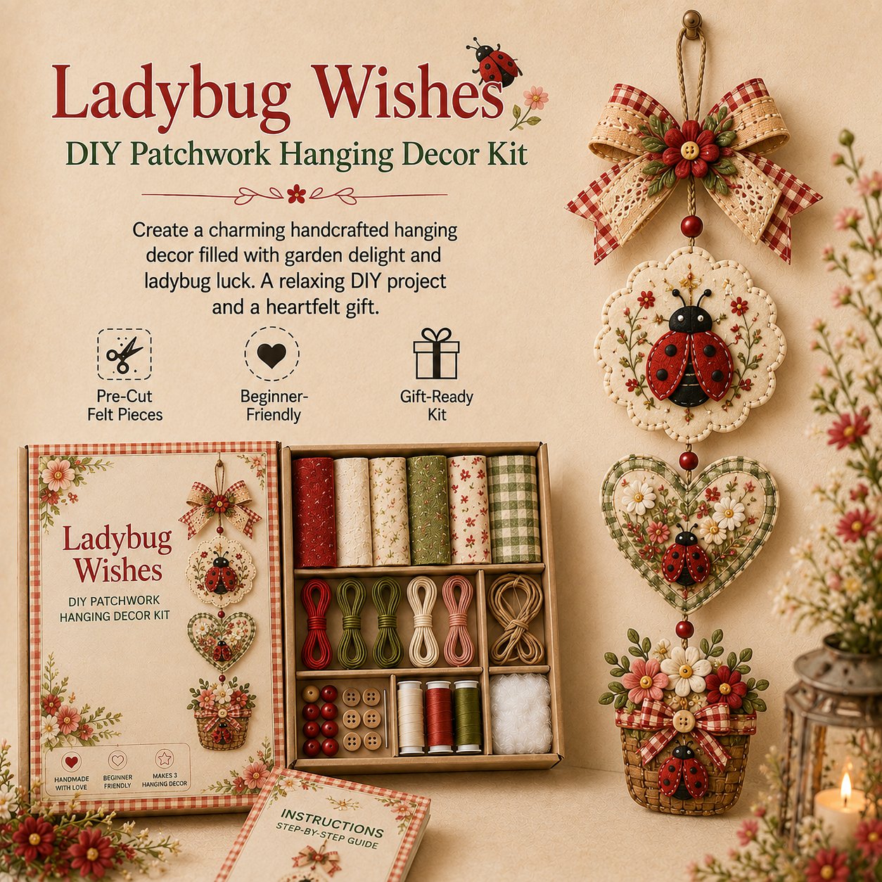 🔥Last Day BUY 3 GET 1 FREE✨ DIY Patchwork Hanging Decor Kit | A Heartfelt Handmade Decoration Full of Love & Memories