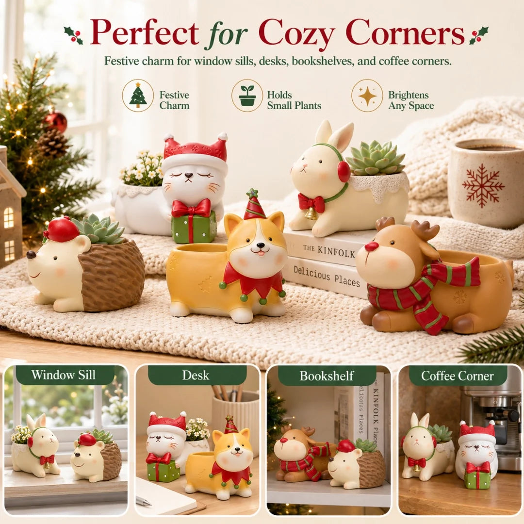 🌿Whimsical Christmas Animal Succulent Planters 🎁