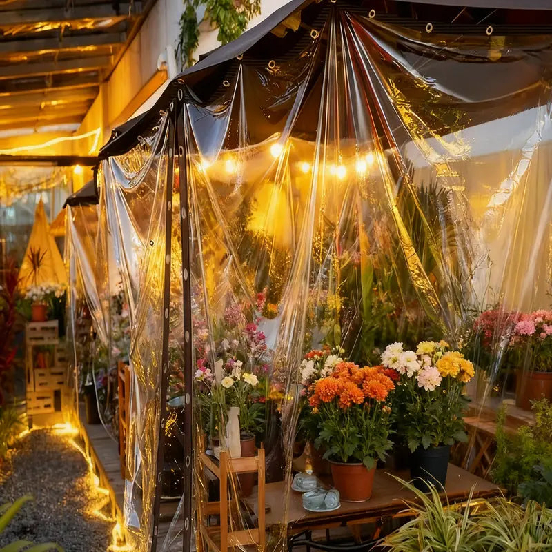 🌂Clear Waterproof PE Tarp, Transparent Outdoor Cover with Metal Grommets