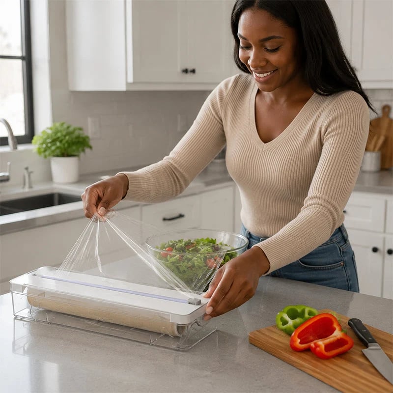 ✨Kitchen Aluminum Foil Paper Plastic Wrap Storage Cutting Box