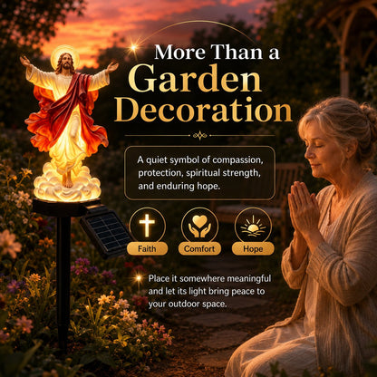 ☀️Statue de jardin de Jésus illuminée à l'énergie solaire🙏