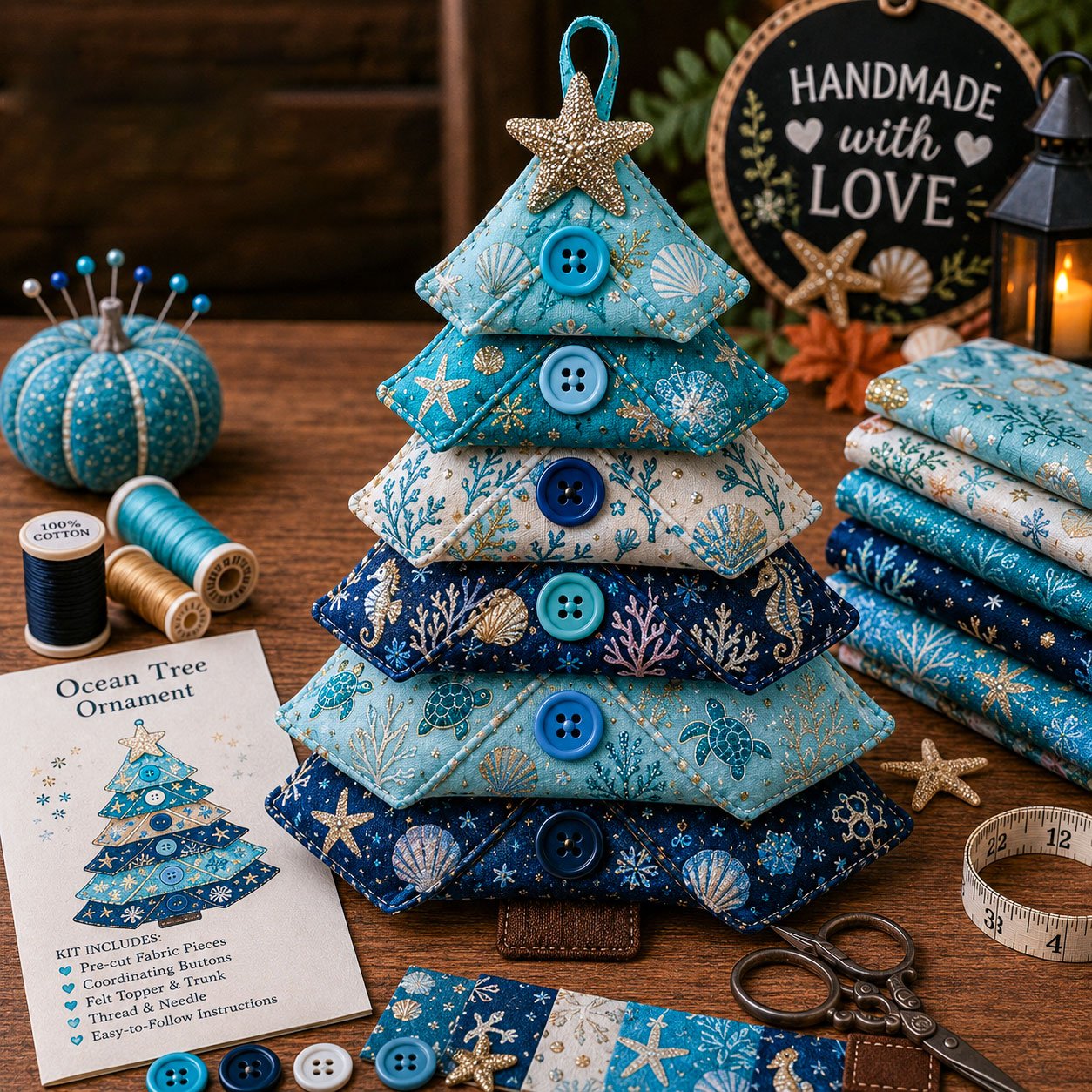 Layered Fabric Tree Ornament DIY Sewing Kit