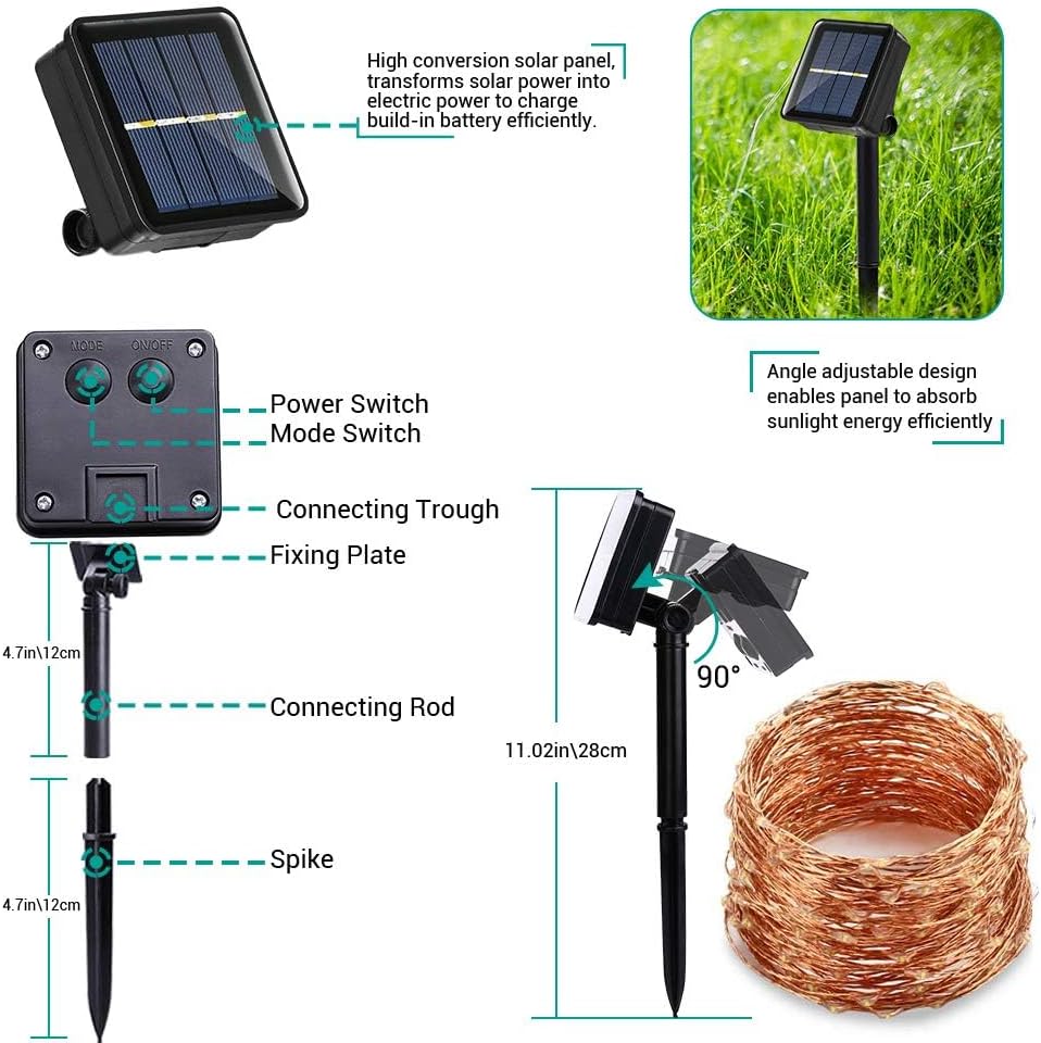 2-Pack Solar Outdoor String Lights