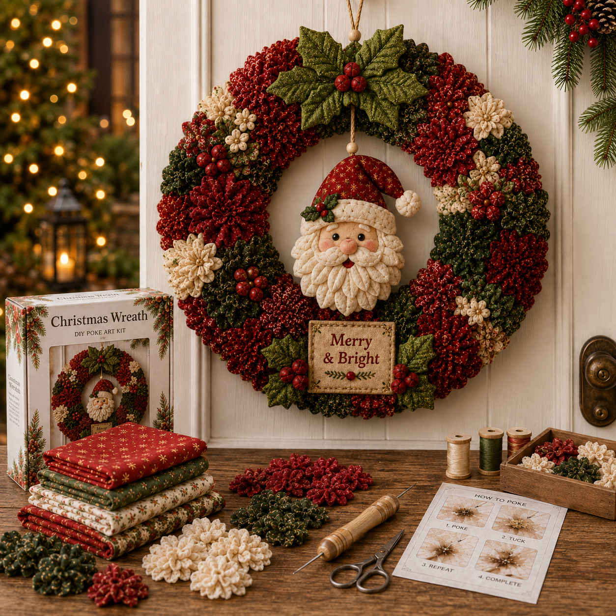 🔥49% Off Last Day - BUY 2 GET 1 FREE🔥🎄 3D Fabric Poke Wreath DIY Kit
