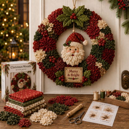 🔥49% Off Last Day - BUY 2 GET 1 FREE🔥🎄 3D Fabric Poke Wreath DIY Kit