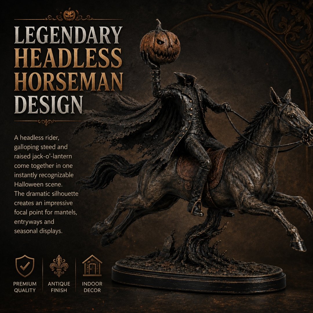 🎃🏇Midnight Chase Headless Horseman Statue