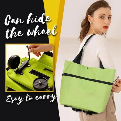 🛒 2-in-1 Foldable Rolling Shopping Trolley Bag -[49% OFF]- ✨ 23L Large Capacity Reduce Hand Strain