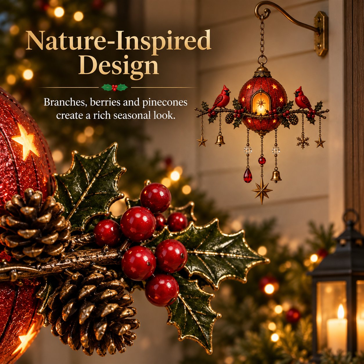 🐦❤️Illuminated Red Cardinal Christmas Ornament – Festive wall decoration with warm light✨