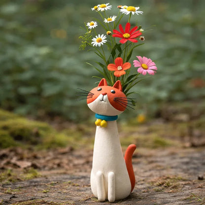 🔥 😻Handcrafted Quirky Ceramic Cat Vase