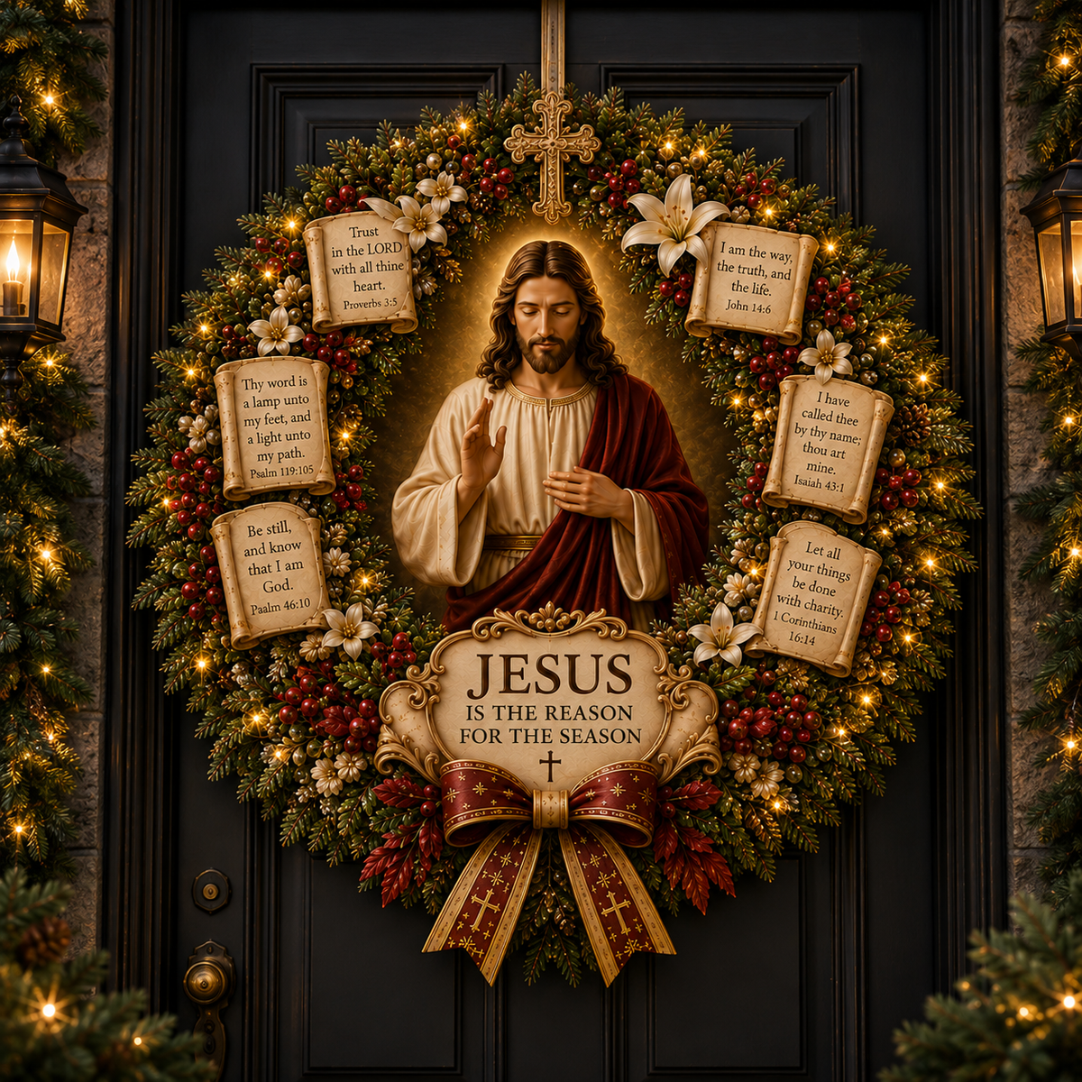 🔥Hot Sale 40% OFF✝️ Jesus Blessing Christmas Wreath