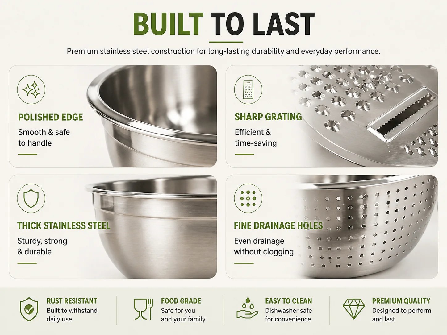 🔥Hot Sale 50% OFF 🎁3-in-1 Stainless Steel Grater Bowl & Colander Set