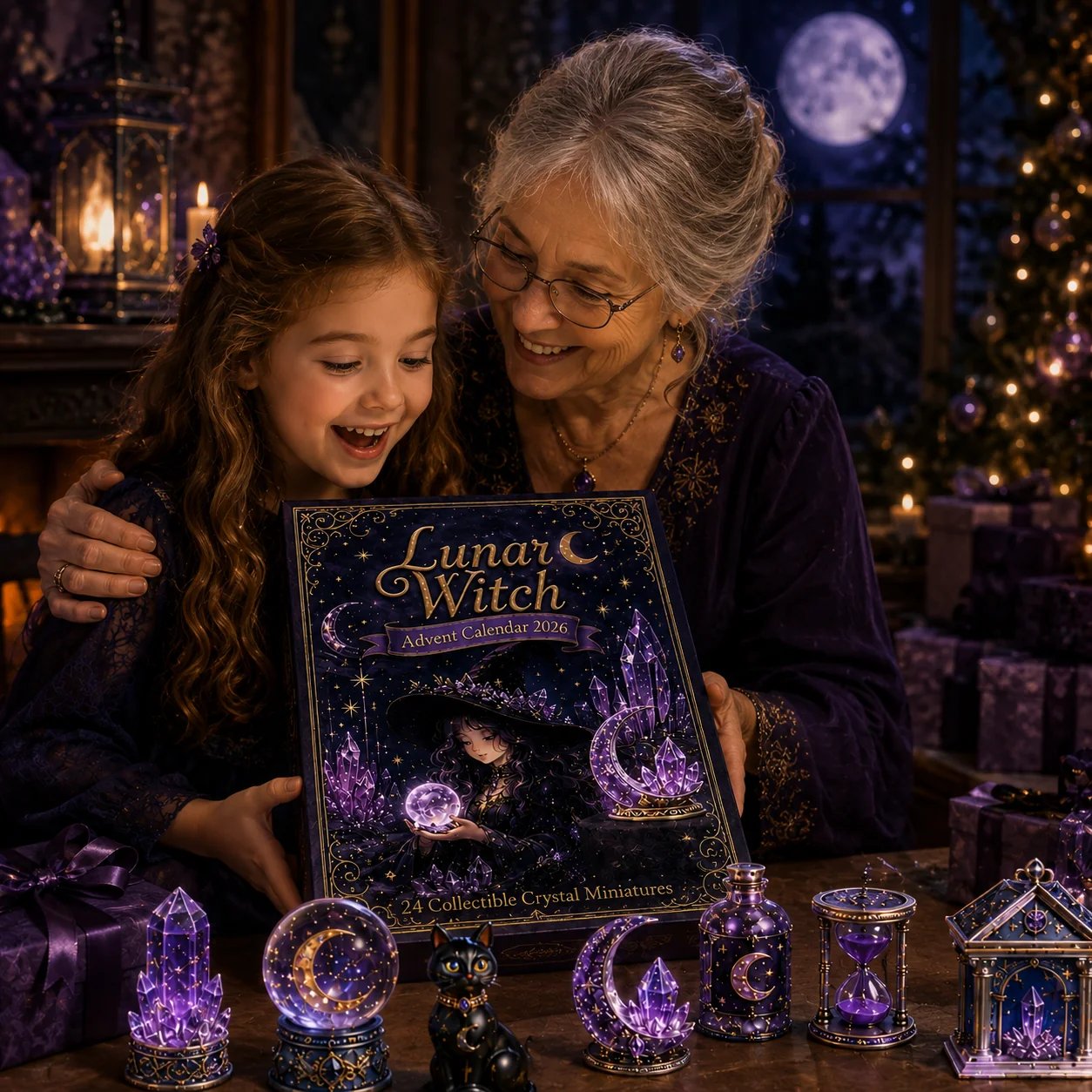 🔮Lunar Witch Advent Calendar 2026 – 24 Enchanted Crystal Miniatures for a Magical Moonlit Countdown